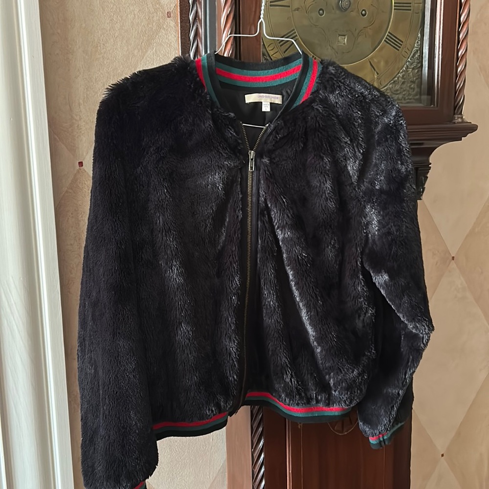 Lavender Brown L Black Teddy Jacket